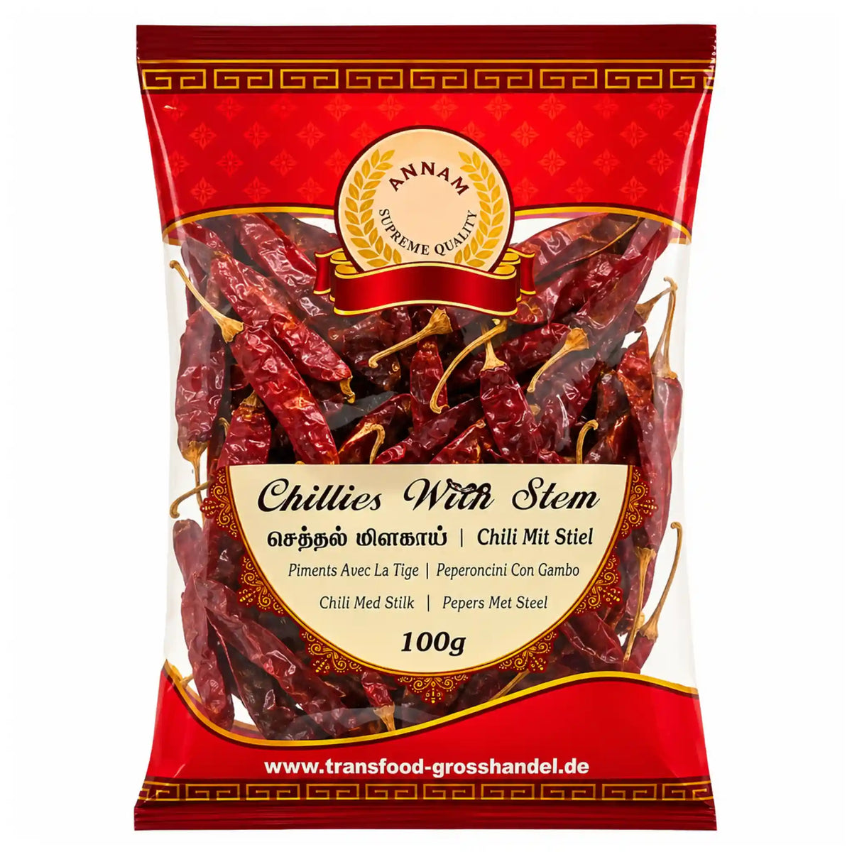 Produktbilde: Annam Rød Chili 100g – Hele tørkede røde chilifrukter | Shirdell.no
