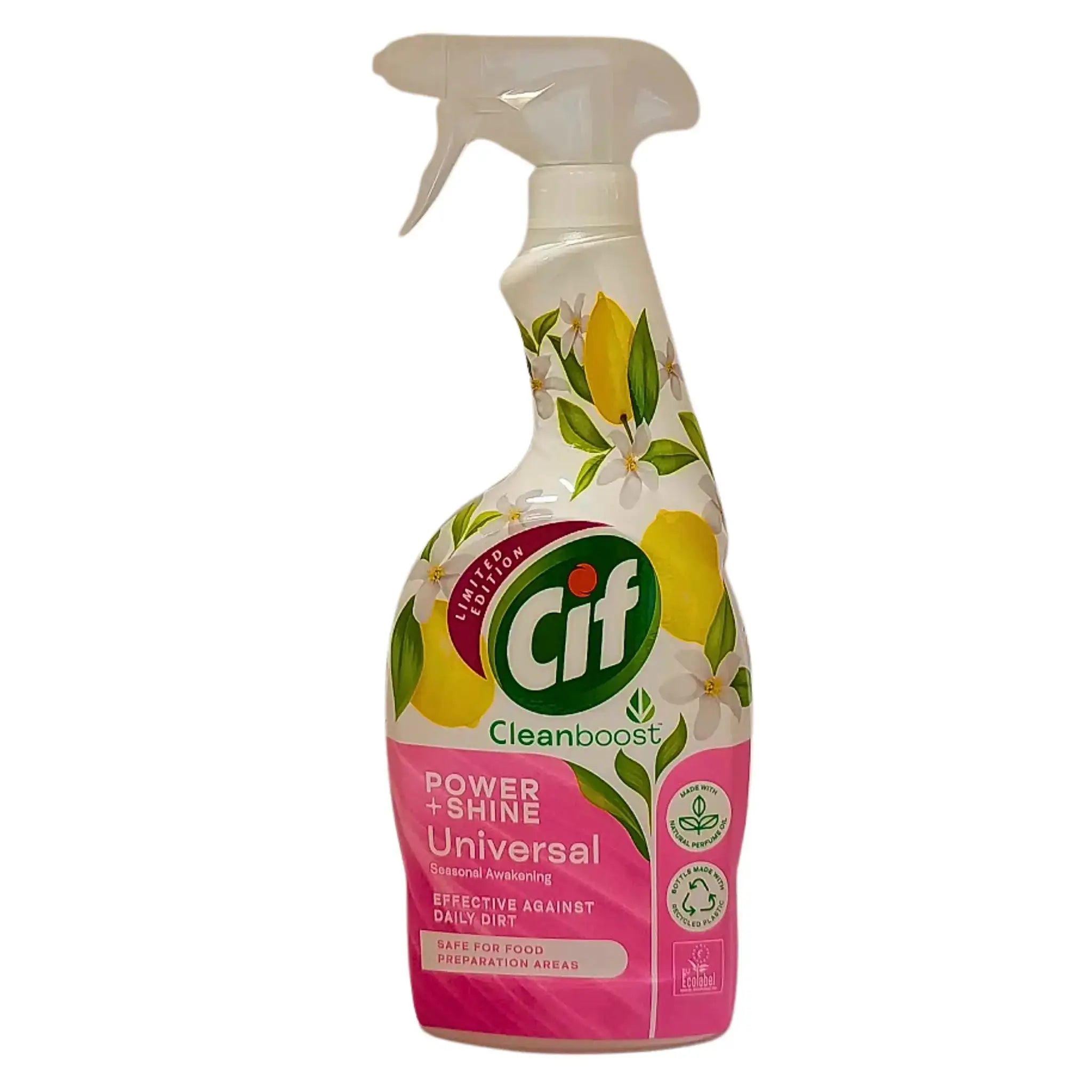 Cif rengöringsspray universal med citron och blommotiv, effektiv allrengöring, triggerflaska