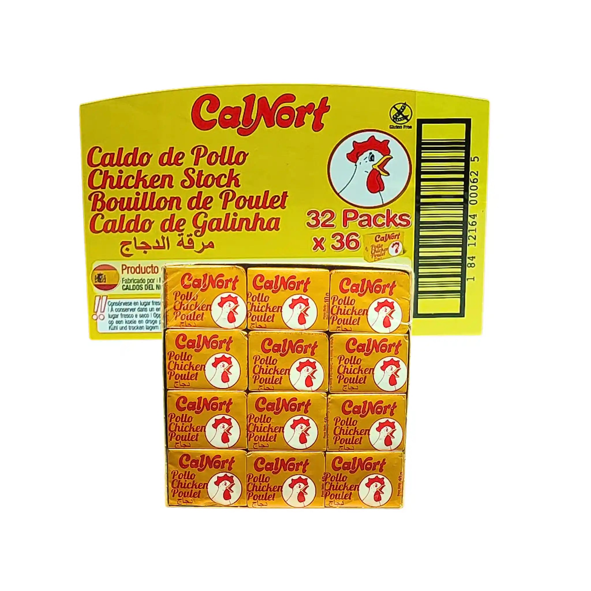 CalNort kycklingbuljong tärningar i gul förpackning, 32x36-pack, kycklingstock