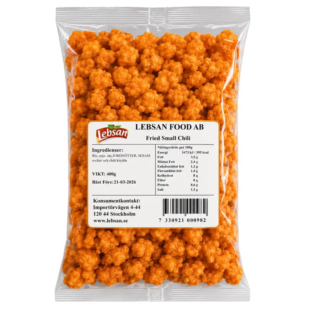 Produktbilde: Lebsan Chili Fried Small 400g – Krispige Sterke Snacks | Shirdell.no