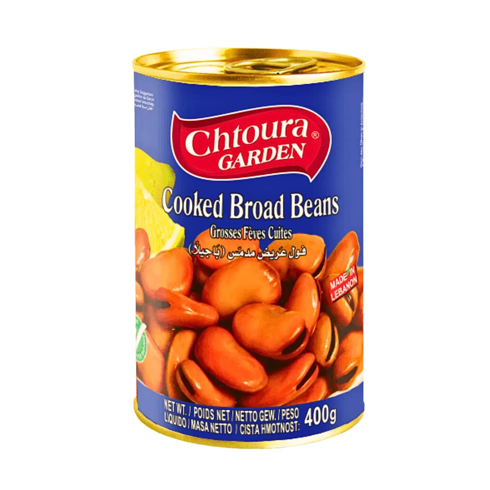 Burk med kokta bondbönor 400g, Chtoura Garden, orientaliska bönor, livsmedel.