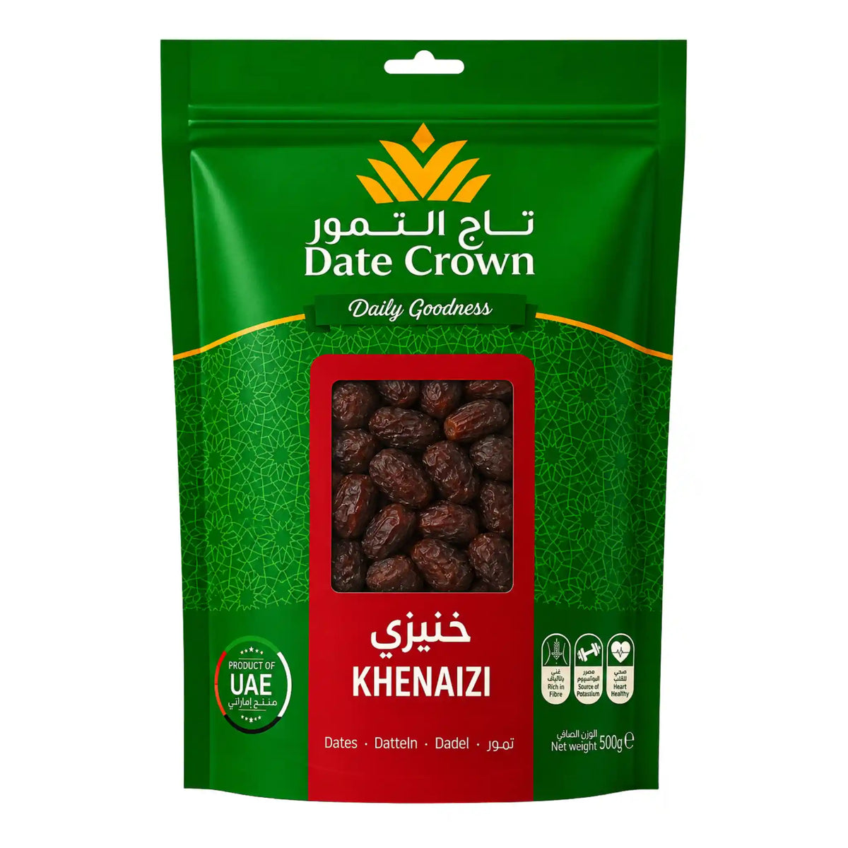 Produktbilde: Crown Dadler Khenaizi 500g – Saftige premiumdadler fra De forente arabiske emirater | Shirdell.no