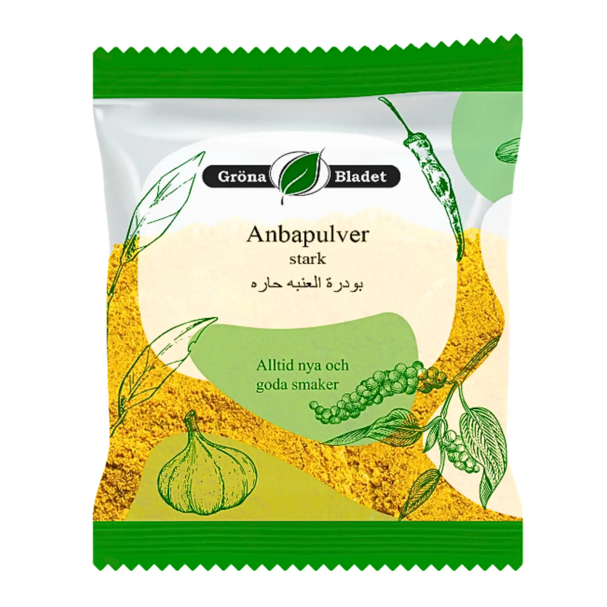 Produktbilde: Grønt Blad Anbapulver, Stark 50g – Het smak fra Midtøsten! | Shirdell.no
