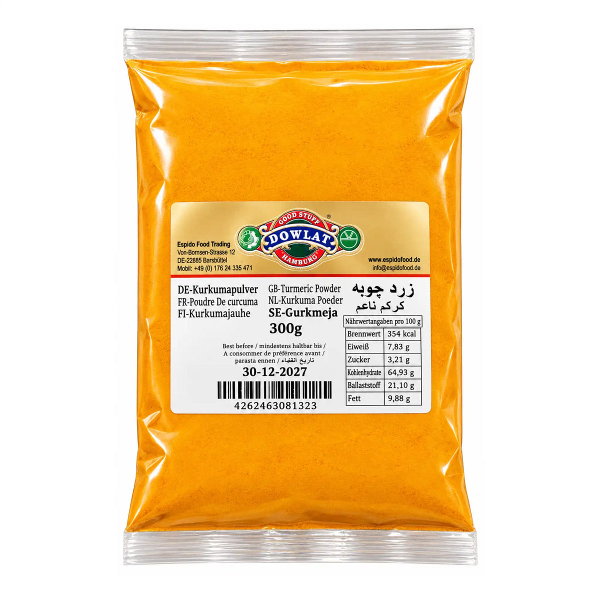 Produktbilde: Dowlat Gurkmeja – Zardchoobe 300g | Persisk Malen Gurkmeja / Turmerikpulver | Shirdell.no