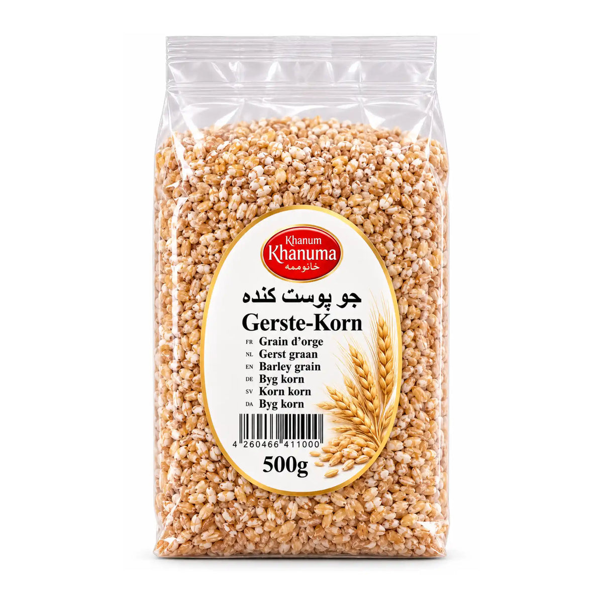 Produktbilde: Khanum Khanuma Jo Post Kande – Skalld Korn 500g | Persisk Matkorn / Perlkorn | Shirdell.no