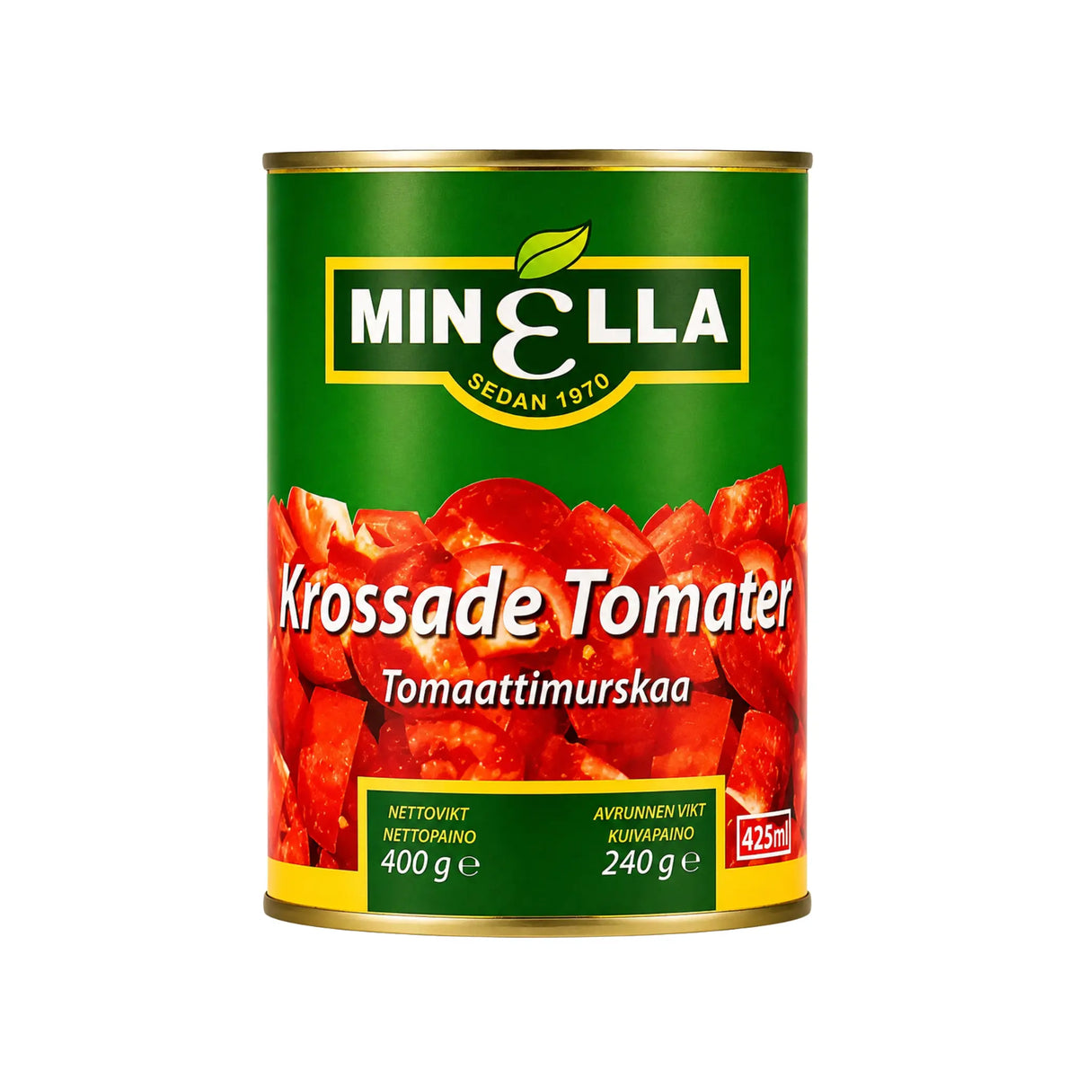 Produktbilde: Minella Krossede Tomater 400g – Sollemodne Tomater på Boks | Shirdell.no