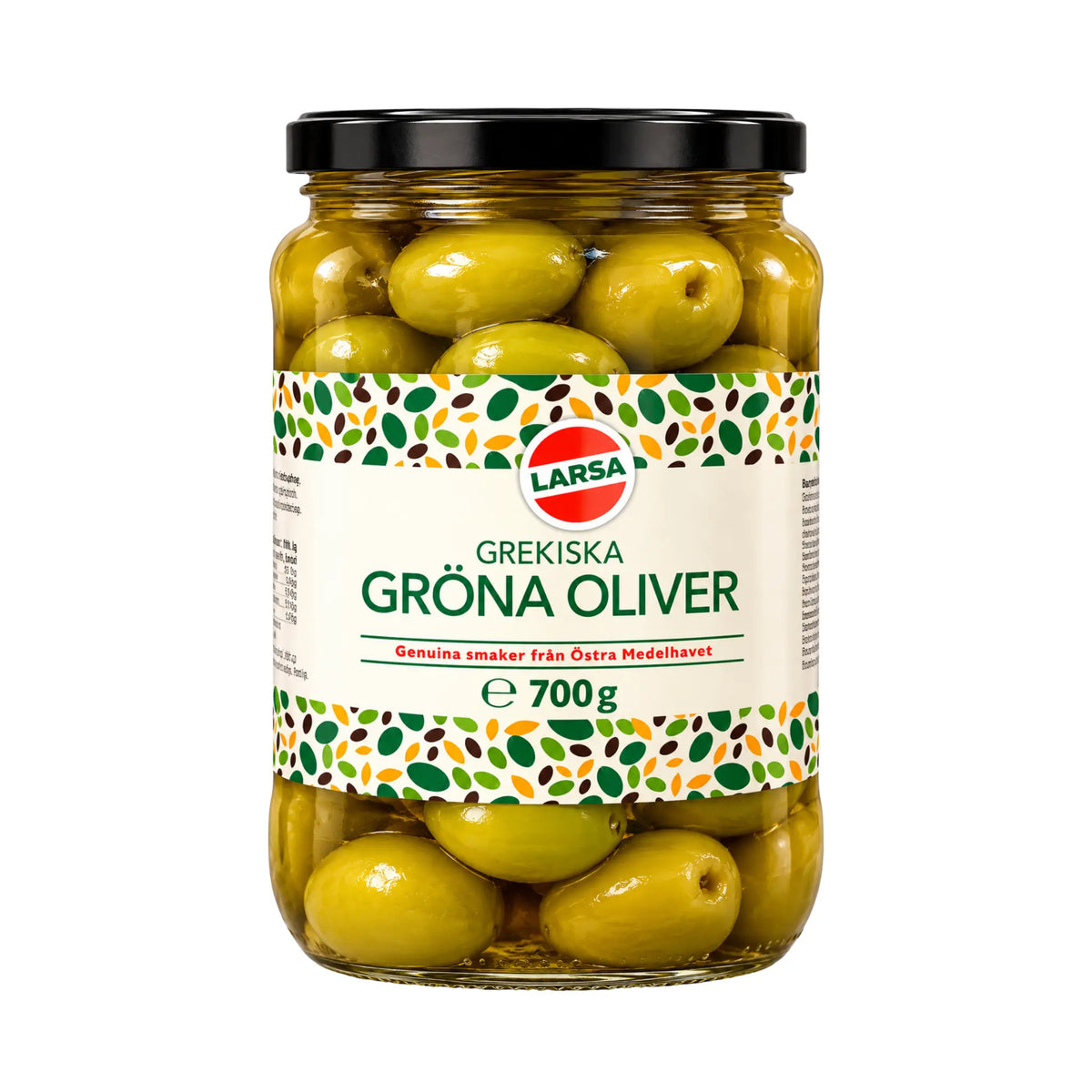 Produktbilde: Larsa Grønne Greske Oliven 700g | Urkjerne greske oliven i saltlake | Shirdell.no