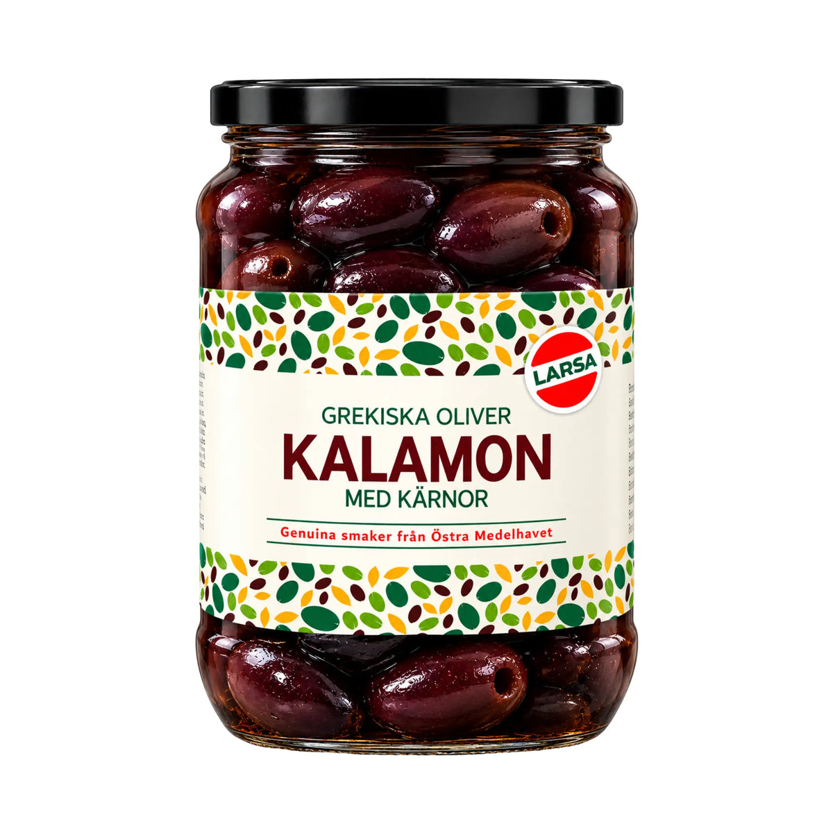 Produktbilde: Larsa Svarte Kalamonoliver 700g | Greske Kalamataoliver i saltlake | Shirdell.no
