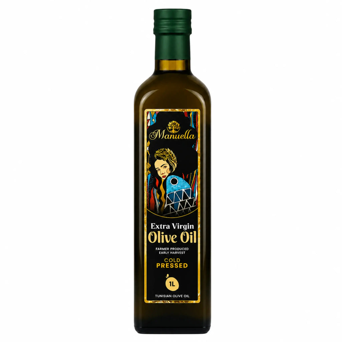 Produktbilde: Manuella Extra Virgin Olivenolje 1L – Kaldpresset Premium fra Tunisia | Shirdell.no
