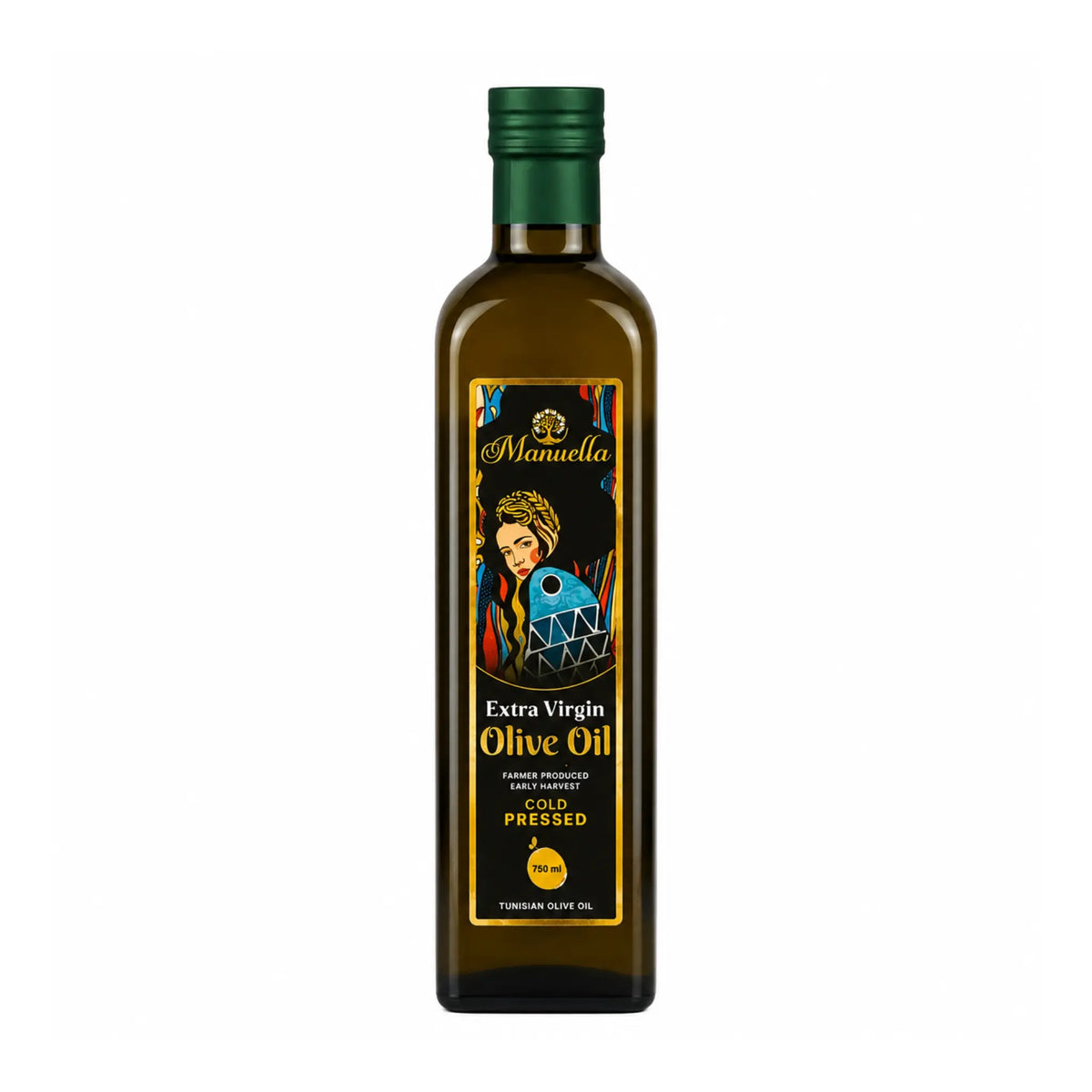 Produktbilde: Manuella Ekstra Virgin Olivenolje 750ML – Kaldpresset Premium fra Tunisia | Shirdell.no