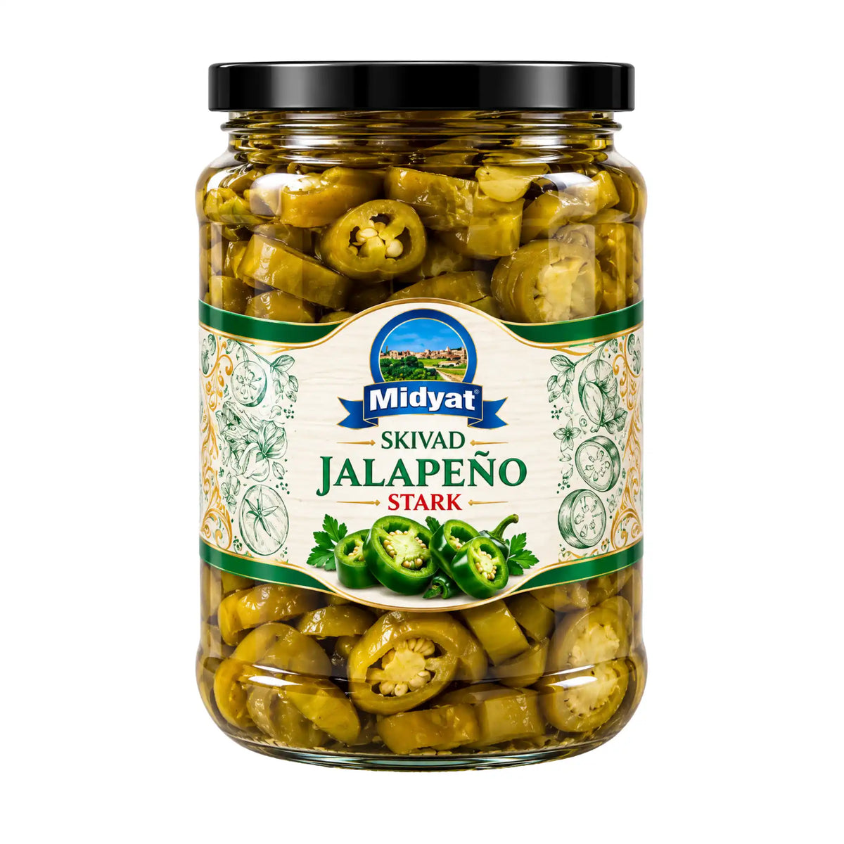 Produktbilde: Midyat Jalapeno Skivet 710g – Sprø & Het Inleggd Chilipepper | Shirdell.no