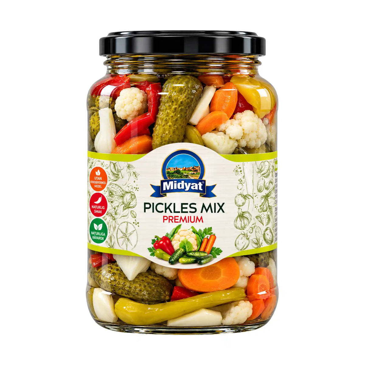 Produktbilde: Midyat Pickles Mix PREMIUM 710g – Lykselig Blanding Inlakte Grønnsaker | Shirdell.no