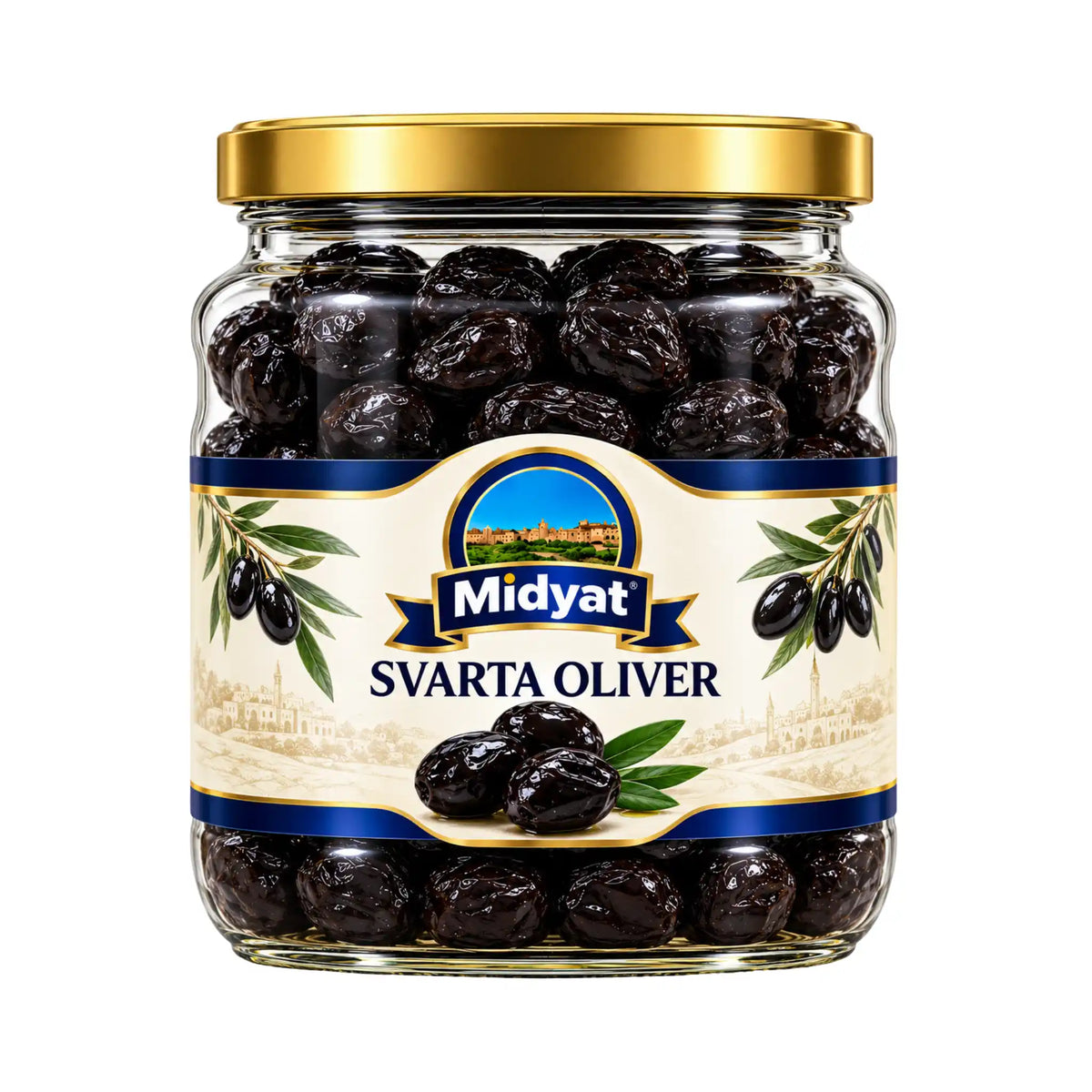Produktbilde: Midyat Svarte Oliver GEMLIK 700 g – Saftige & Aromatiske Tyrkiske Oliven | Shirdell.no