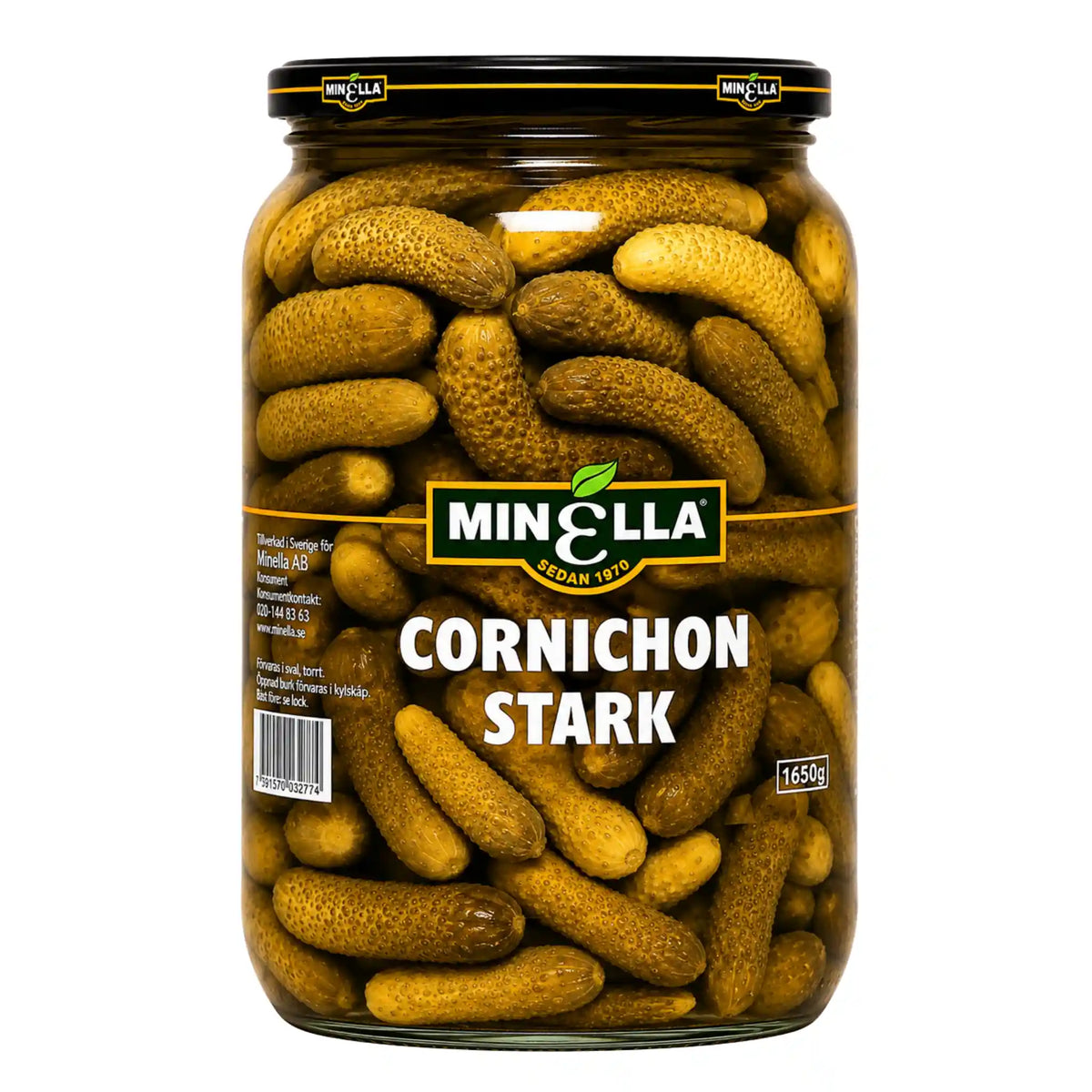Produktbilde: Minella Cornichons Stark 900g – Sprø agurker med stikk | Shirdell.no