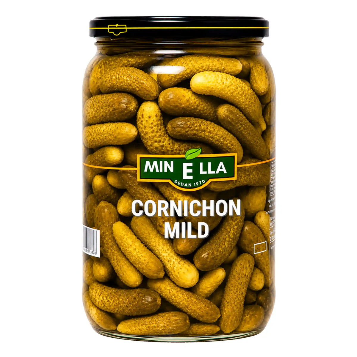 Produktbilde: Minella Cornichons Mild 900g – Deilig krispige delikatessagurker | Shirdell.no