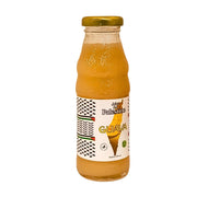 Glasflaska med guavanektar 250 ml, tydlig etikett med Palestina-motiv och orientaliska mönster.