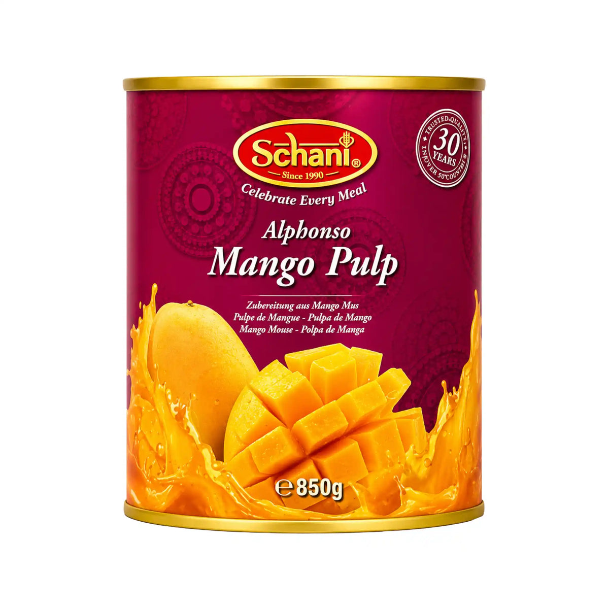 Produktbilde: Schani Alphonso Mangopulp 850g – Premium Alphonso Mangopuré | Ekte Tropisk Smak | Shirdell.no