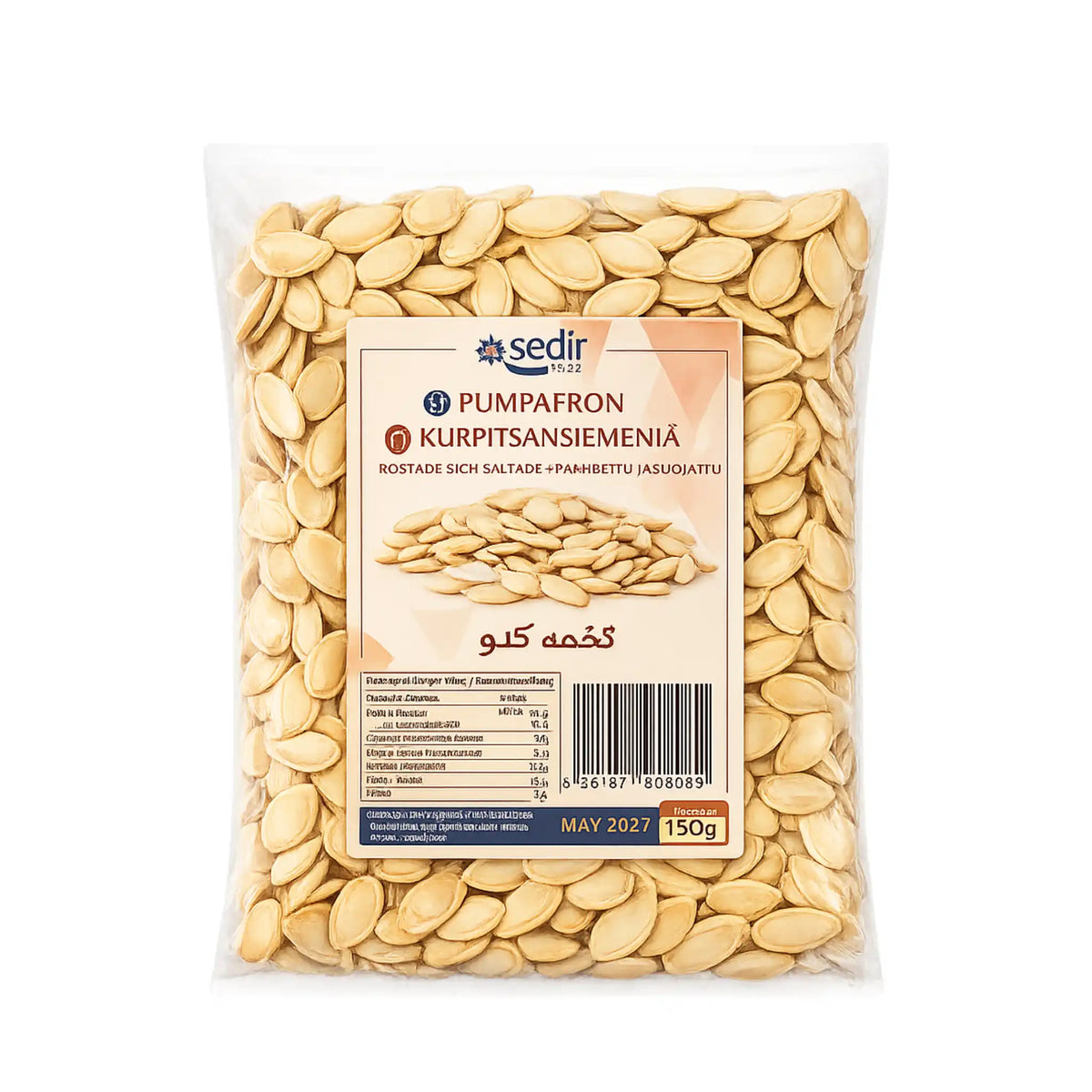 Produktbilde: Goshti Ristede & Saltede Pumpafrø Sedir 150g – Sprøtt & Smaksrikt | Shirdell.no