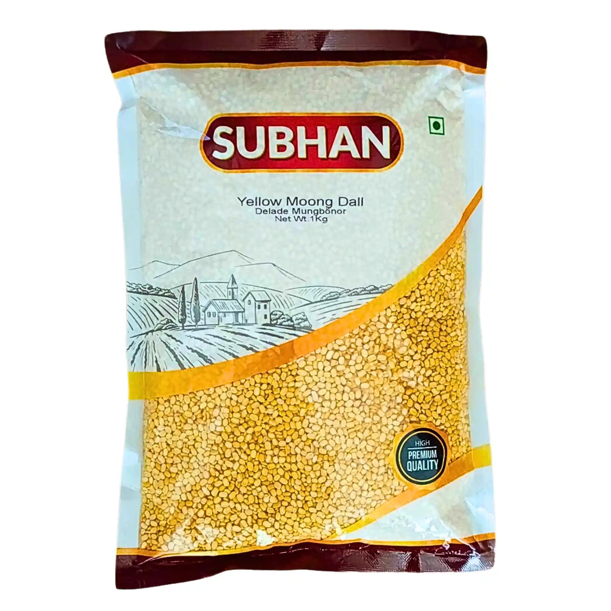 Påse delade mungbönor 1kg, Subhan Yellow Moong Dall, orientaliska baljväxter.