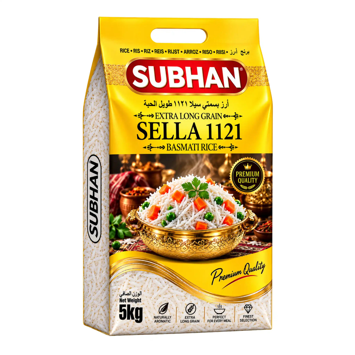 Subhan Organic 1121 Basmatiris 5 kg – økologisk basmatiris hos Shirdell.no