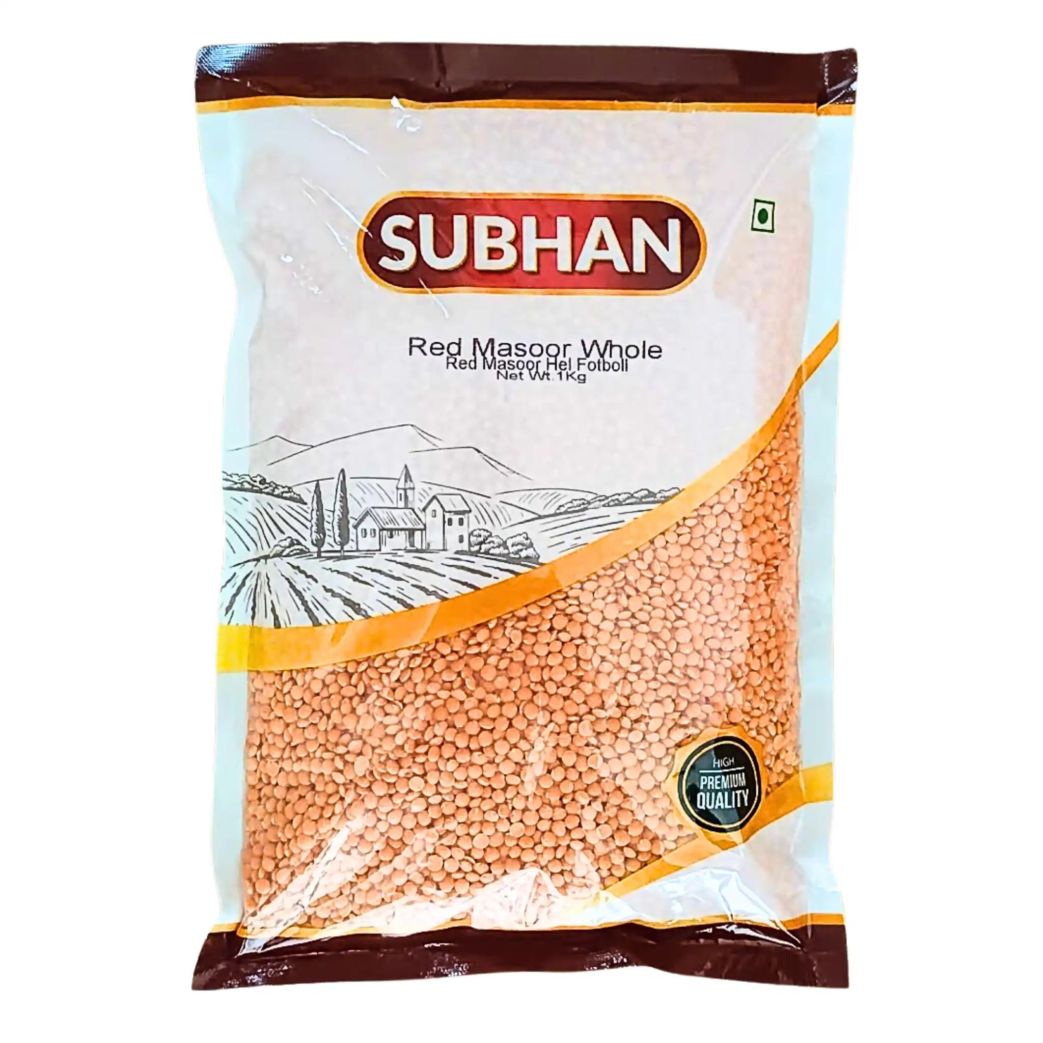 Förpackning med Subhan röda linser hel 1 kg orientalisk mat torrvara