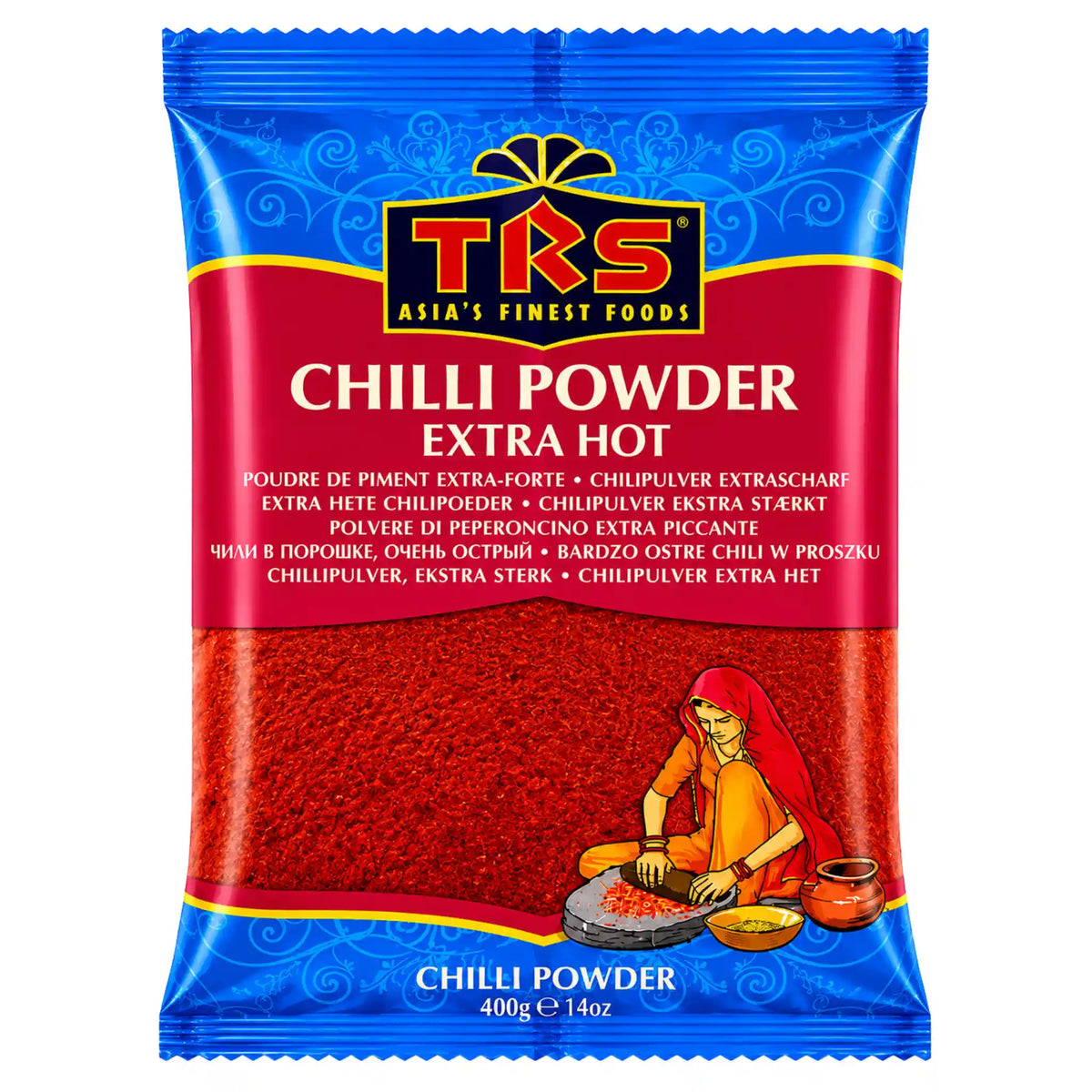 Produktbilde: TRS Chilipulver Ekstra Sterk 400 g – Kraftfull hette i generøs emballasje | Shirdell.no