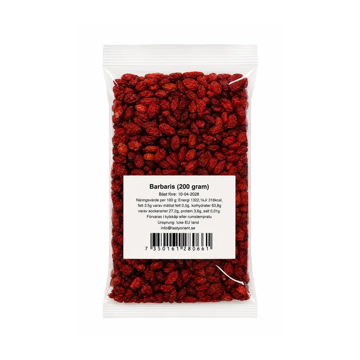 Produktbilde: TastyOrient Zereshk 200g – Tørket berberis av premiumkvalitet | Shirdell.no