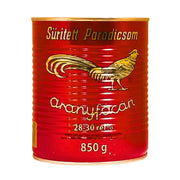 Stor burk tomatpuré 850g med guldfasan, röd etikett, orientaliska kolonialvaror