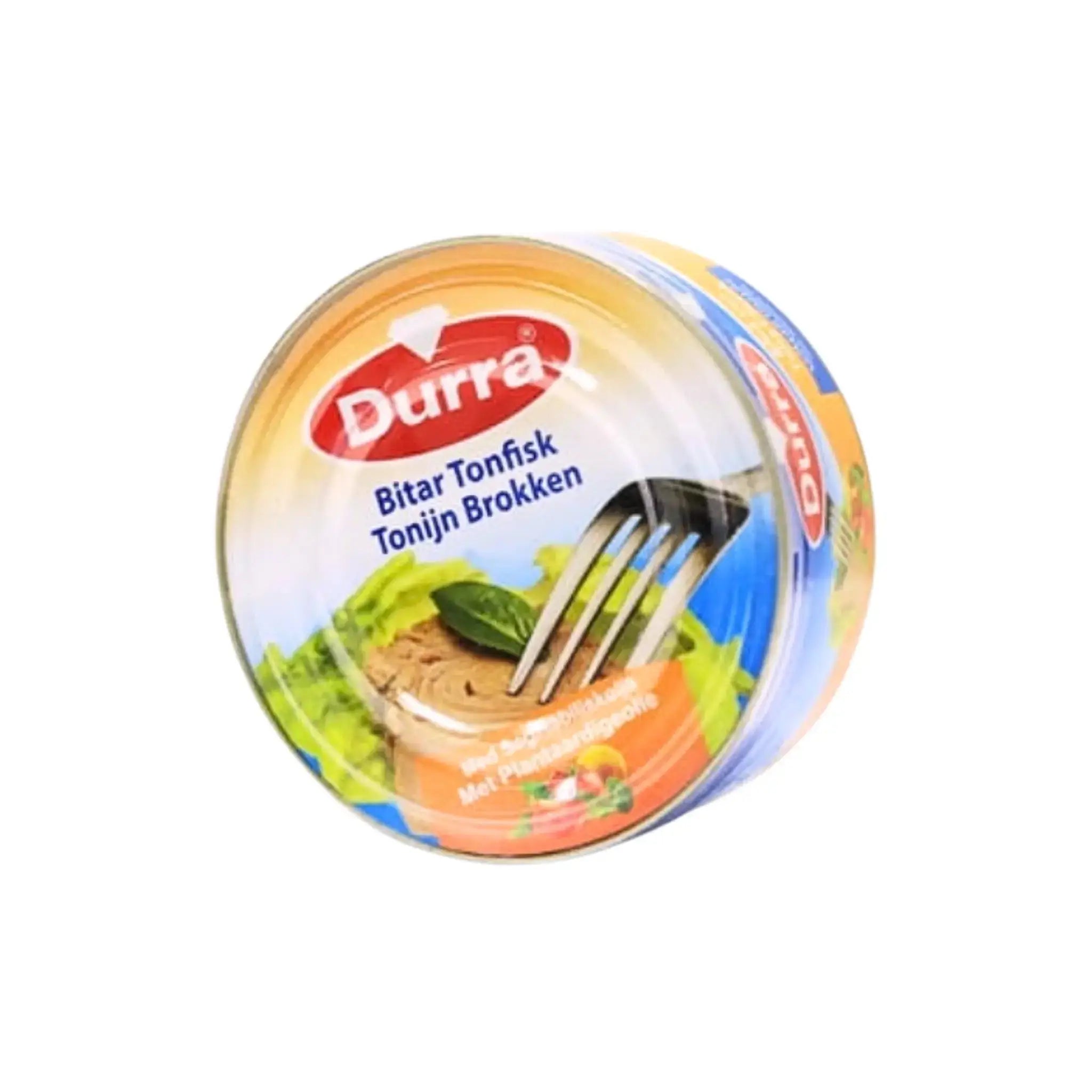 Konservburk med bitar tonfisk i solrosolja från Durra, orientaliskt livsmedel